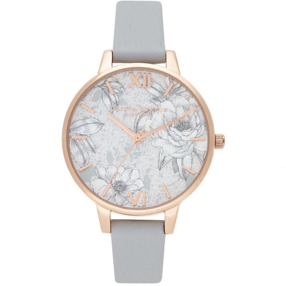 Olivia Burton Gray Artificial Leather Dress Watch