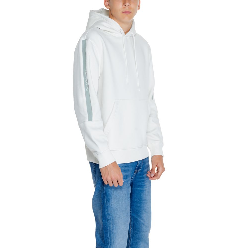 Hanorac Calvin Klein Jeans din bumbac crem