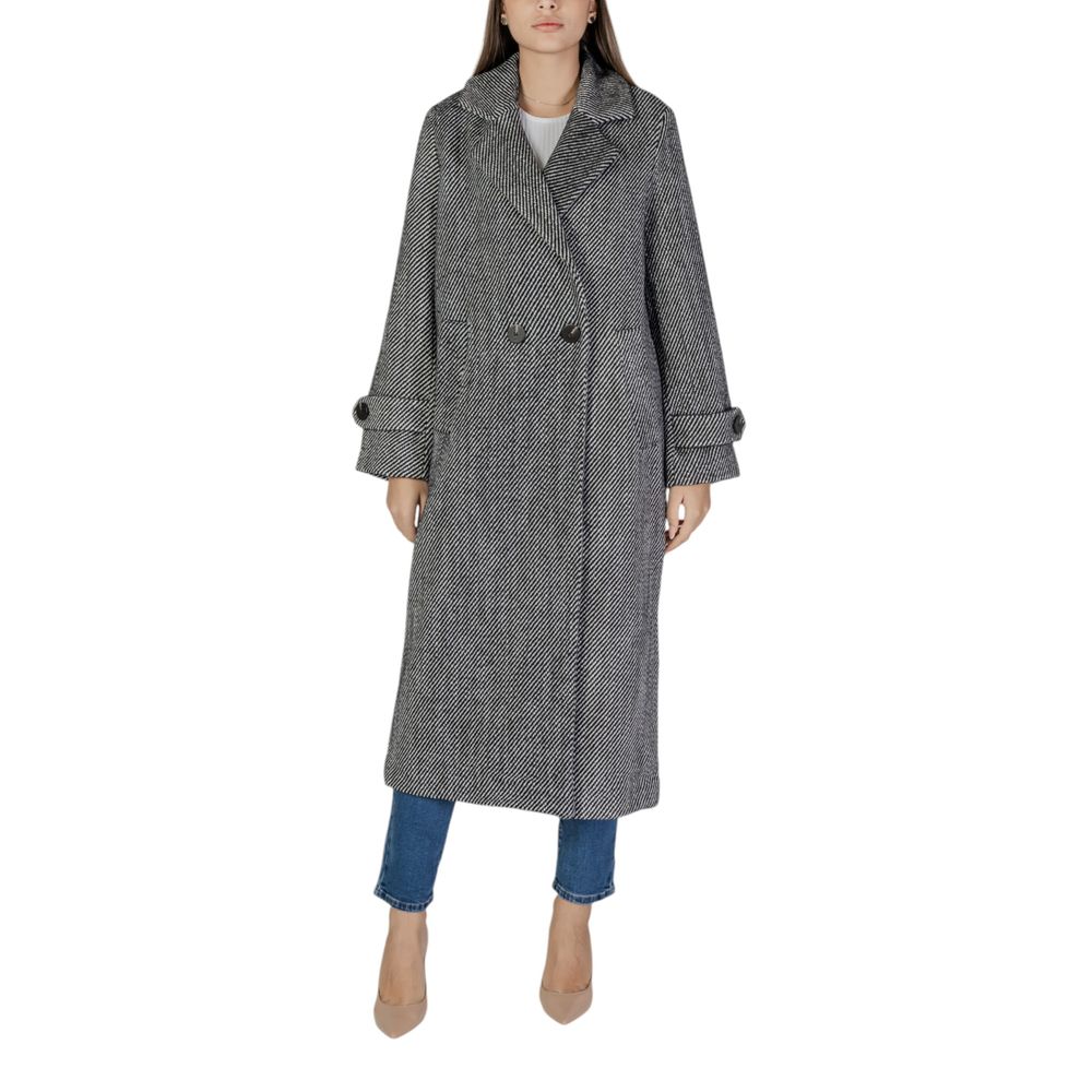 Palton negru din poliester Vila Clothes
