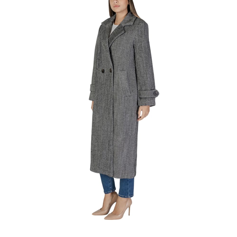 Palton negru din poliester Vila Clothes
