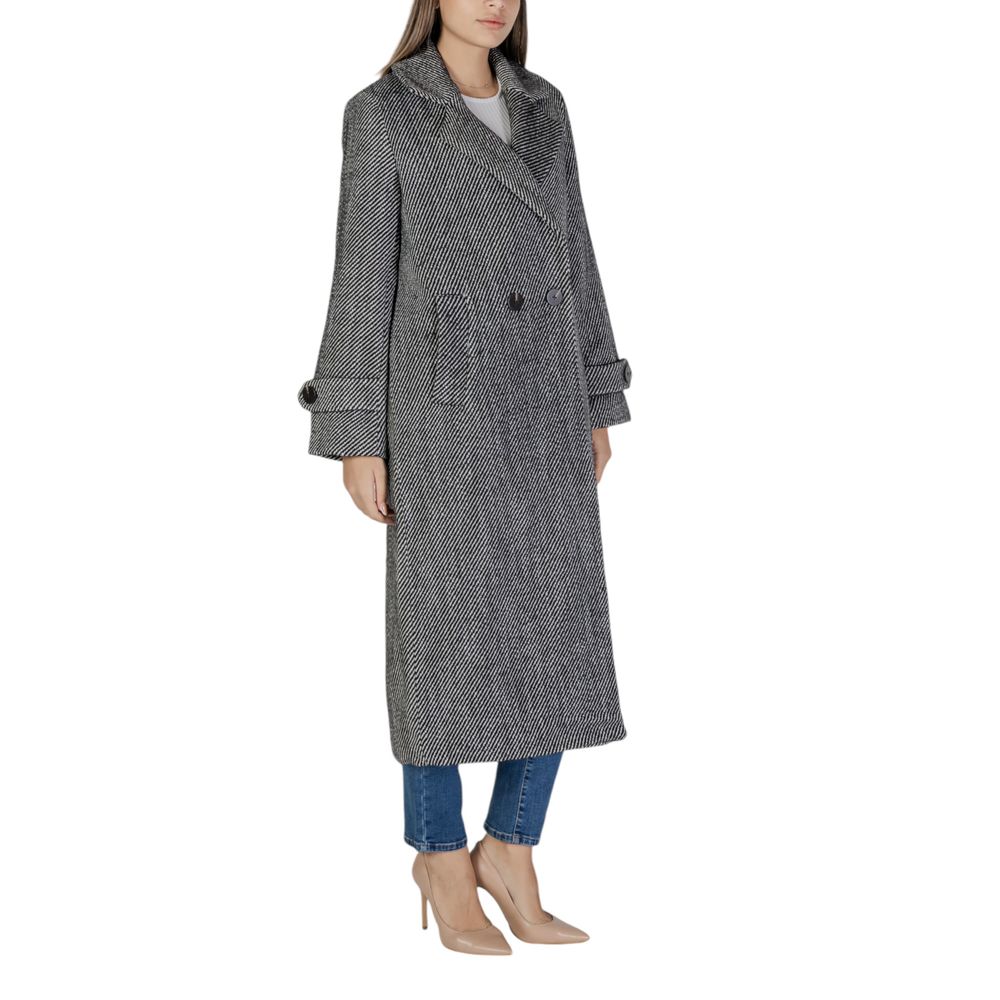 Palton negru din poliester Vila Clothes