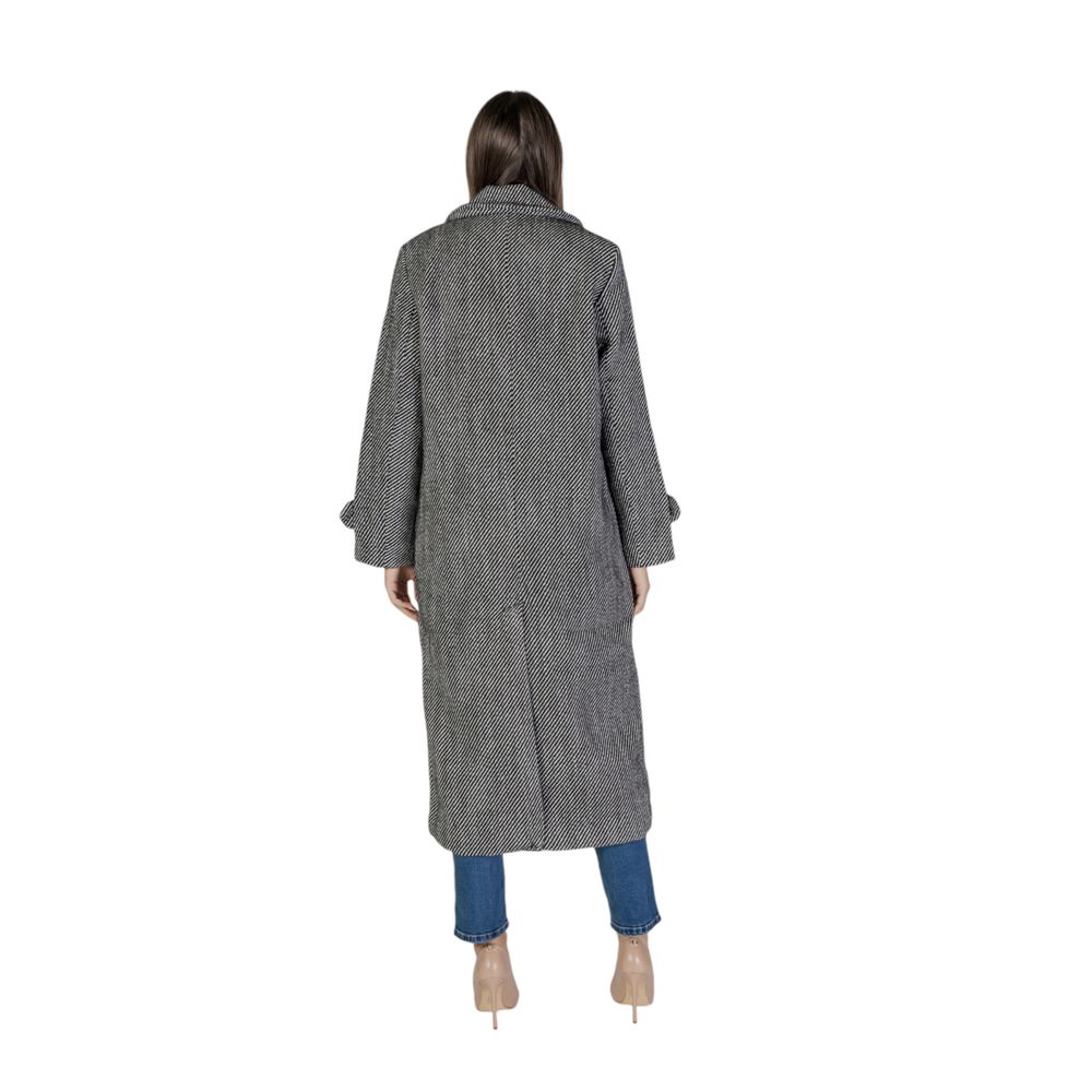Palton negru din poliester Vila Clothes