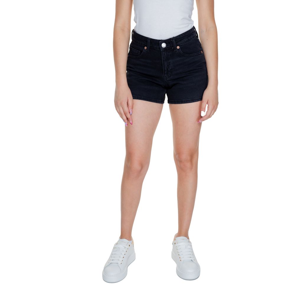 Pantaloni scurți negri din bumbac Vero Moda