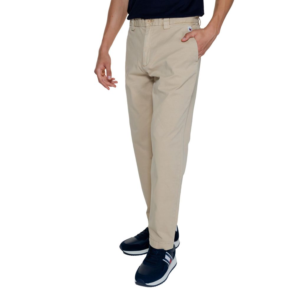 Pantaloni Tommy Hilfiger Jeans din bumbac reciclat aurii