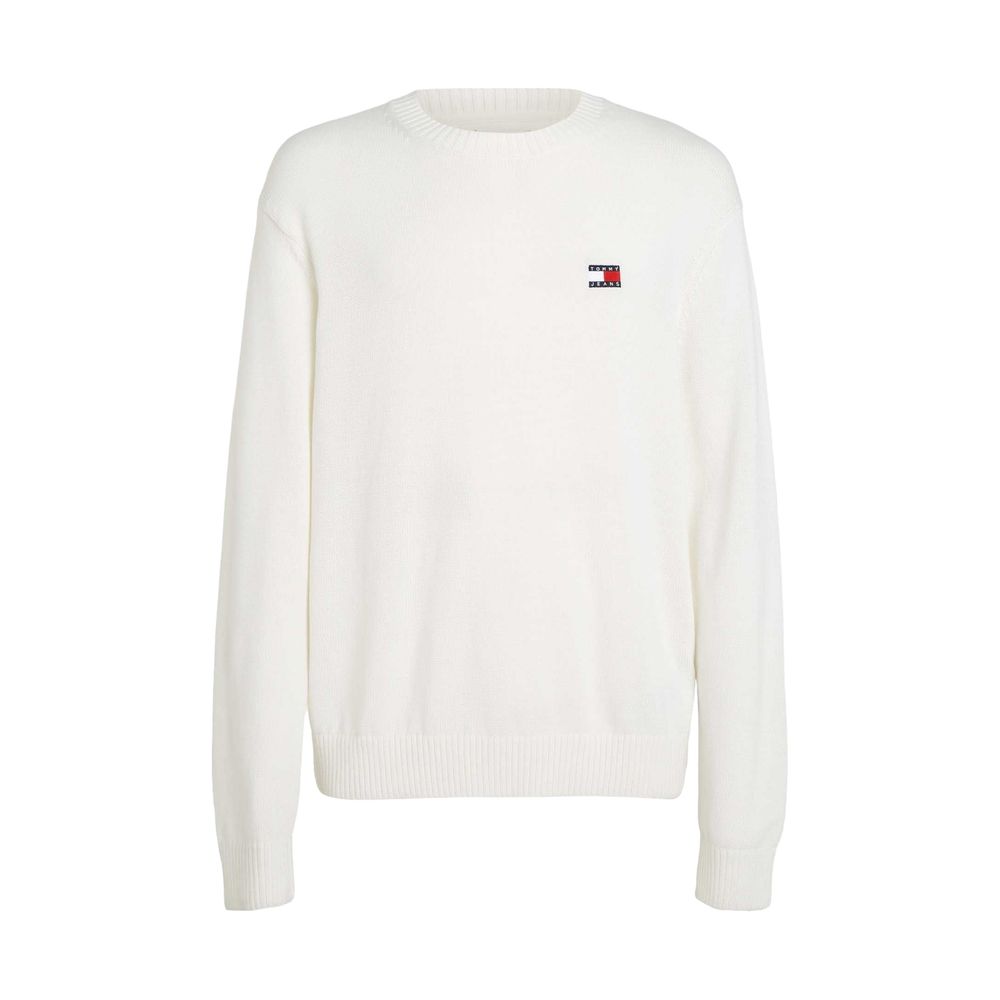 Pulover Tommy Hilfiger Jeans alb din poliester reciclat