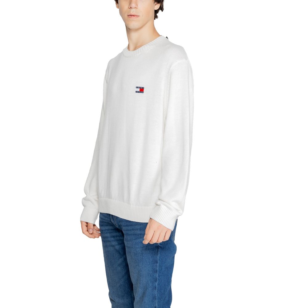 Pulover Tommy Hilfiger Jeans alb din poliester reciclat