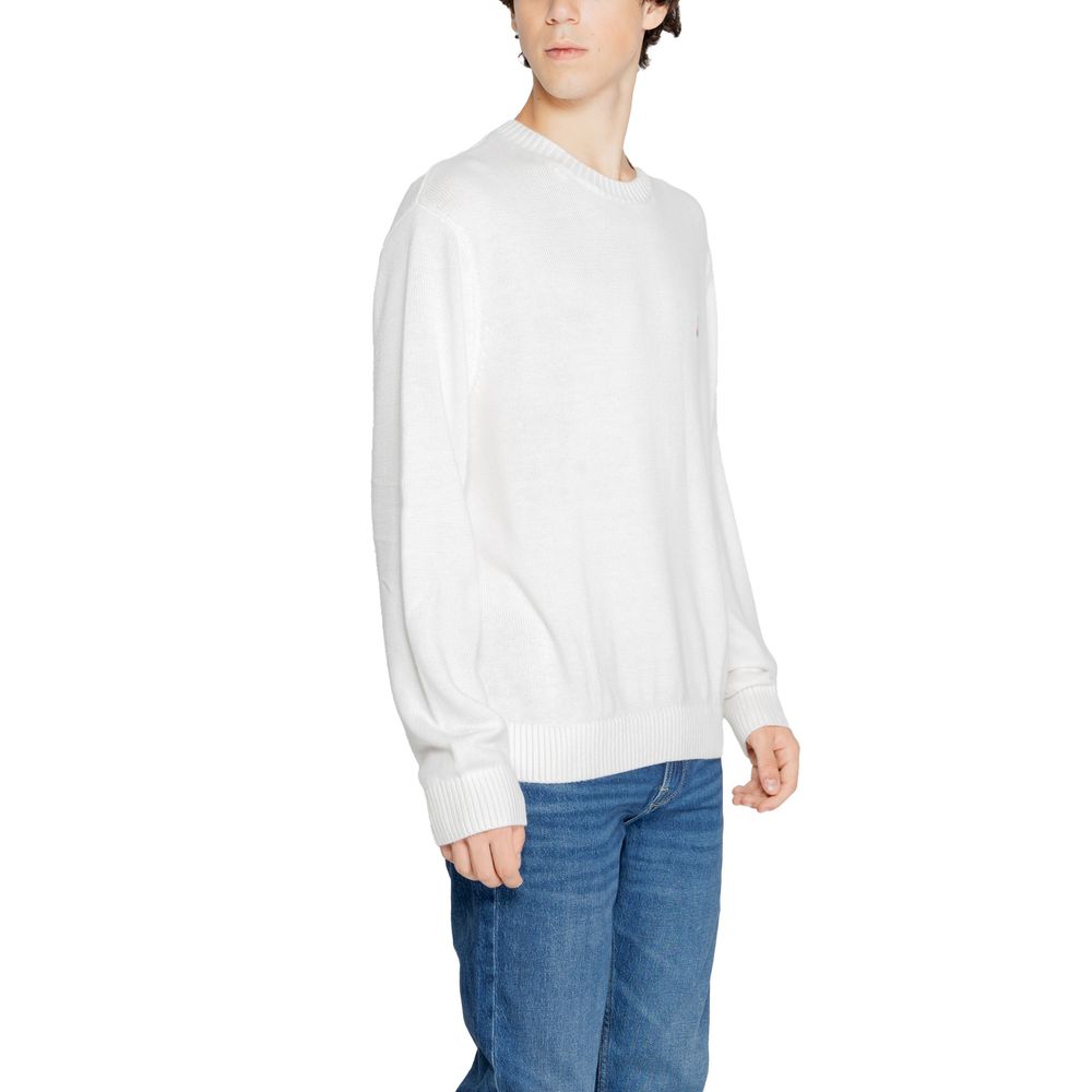 Pulover Tommy Hilfiger Jeans alb din poliester reciclat