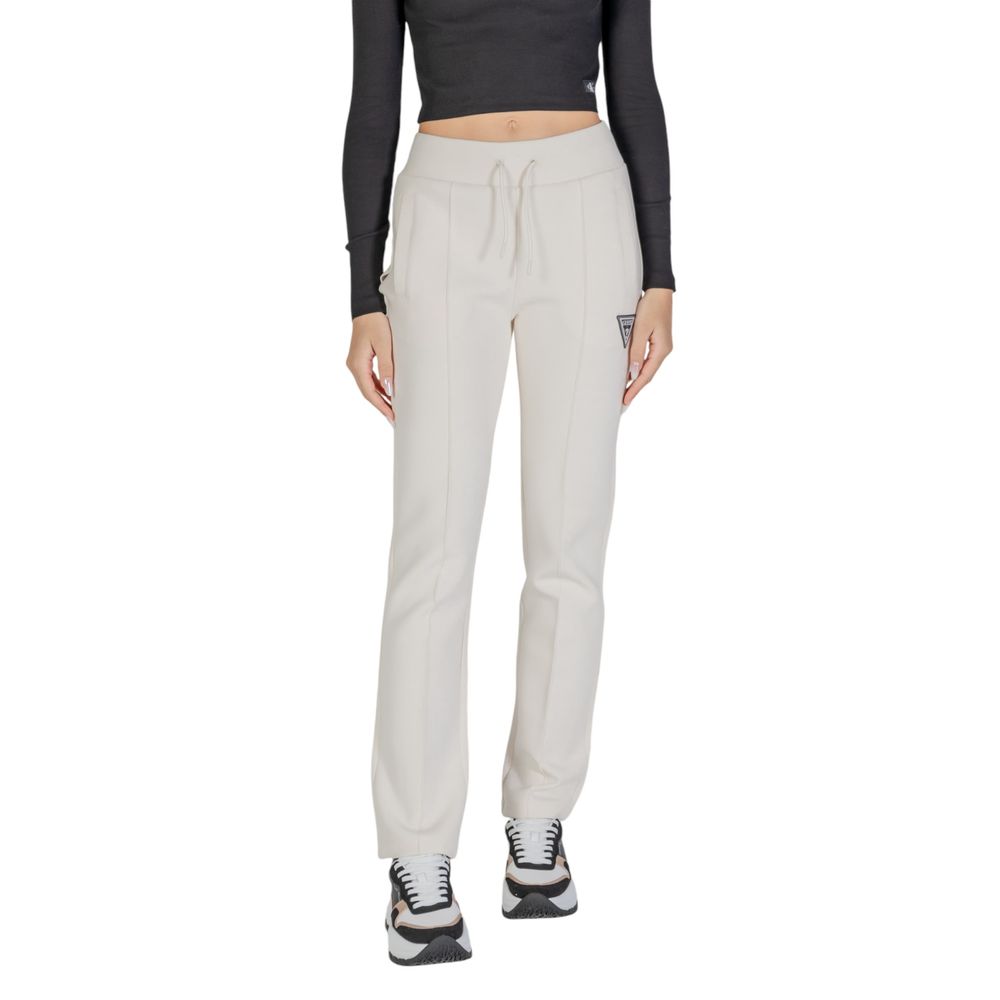 Pantaloni sport Guess Active din bumbac crem