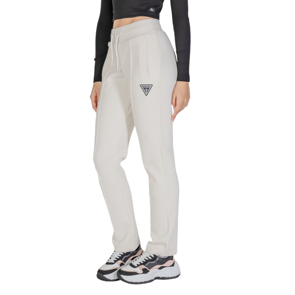 Pantaloni sport Guess Active din bumbac crem