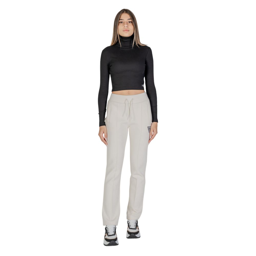 Pantaloni sport Guess Active din bumbac crem