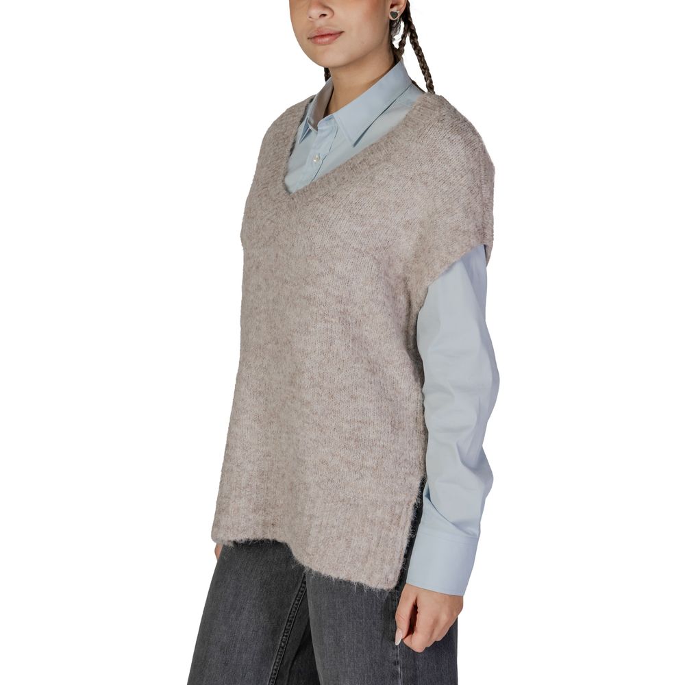 Pulover Vero Moda bej din poliester reciclat