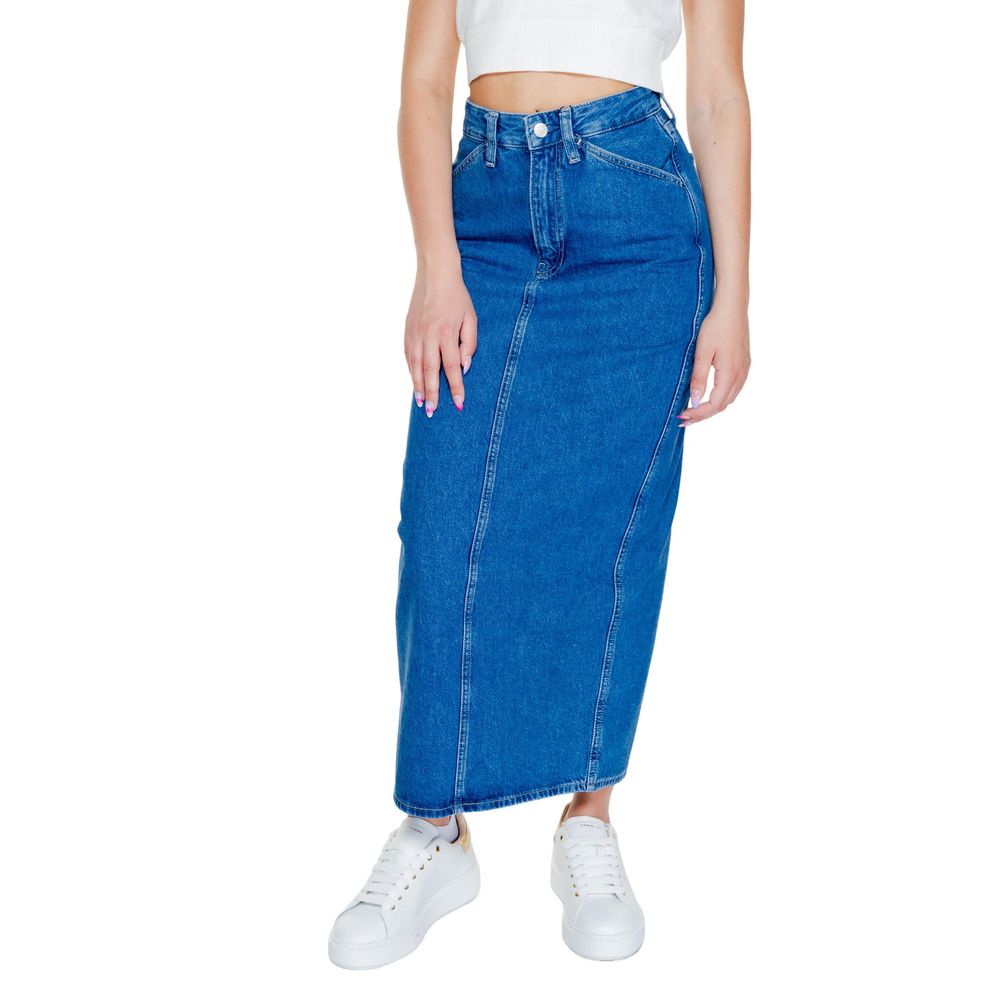 Fustă albastră din bumbac Calvin Klein Jeans