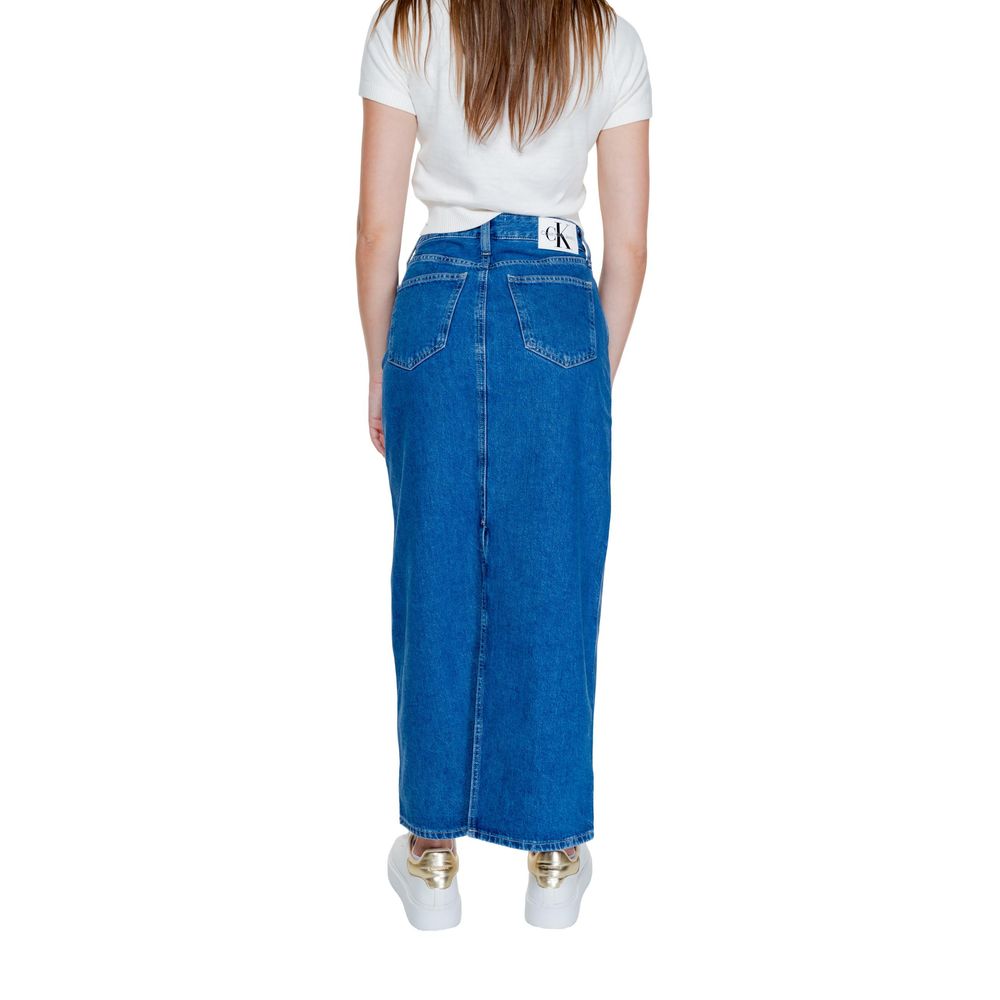 Fustă albastră din bumbac Calvin Klein Jeans