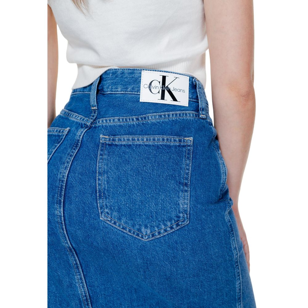 Fustă albastră din bumbac Calvin Klein Jeans