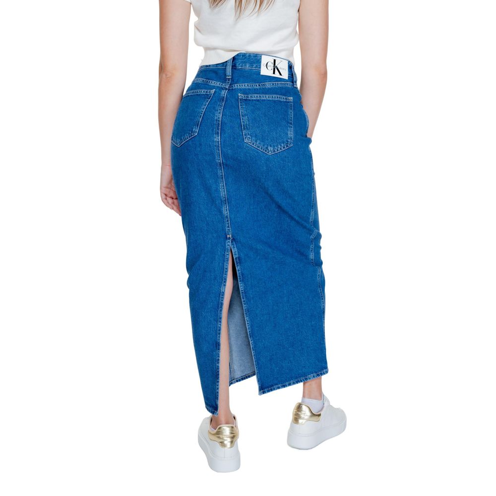 Fustă albastră din bumbac Calvin Klein Jeans