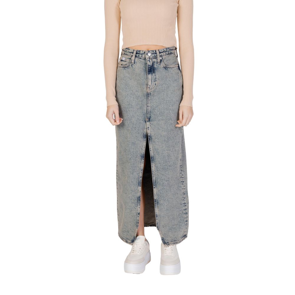 Fustă albastră din bumbac Calvin Klein Jeans