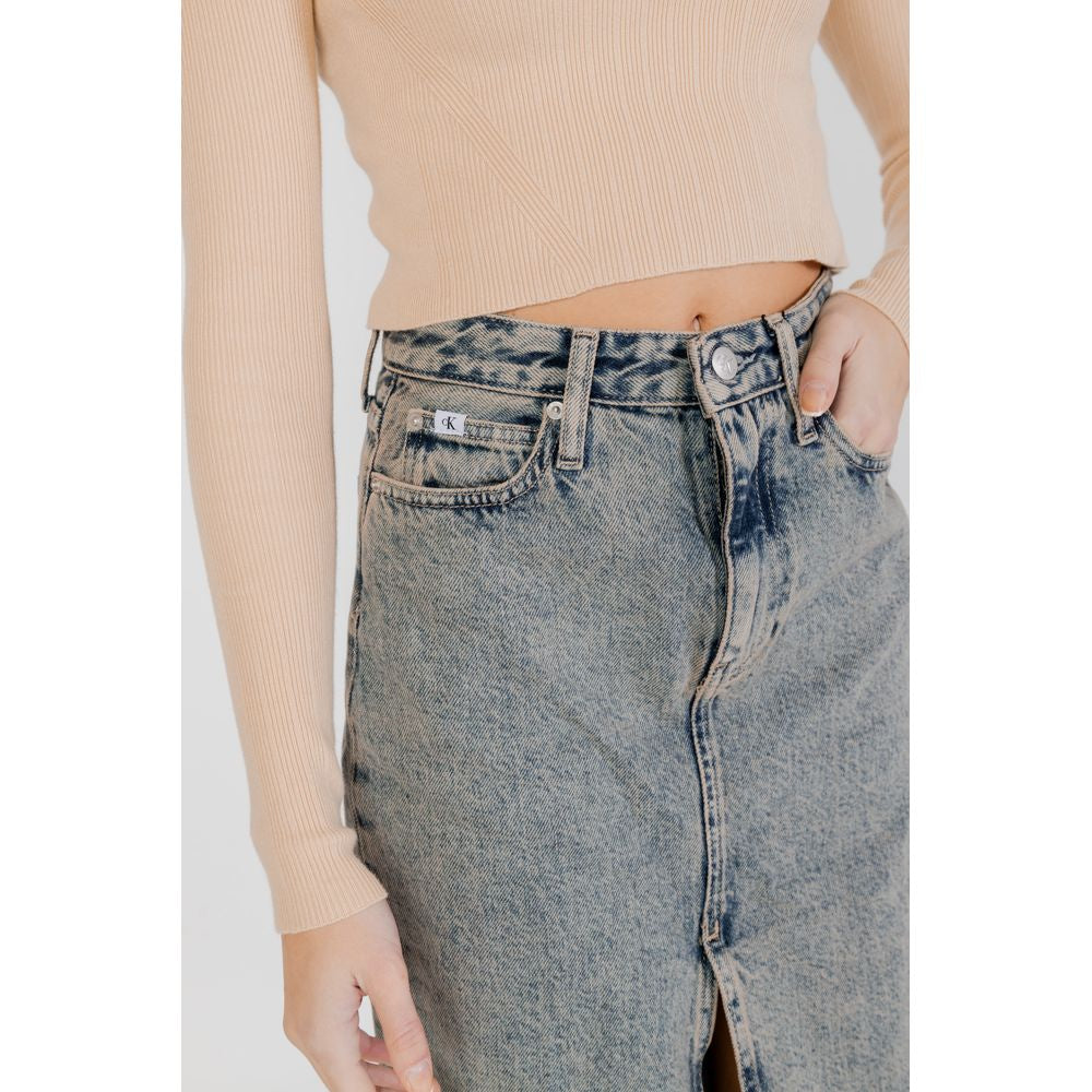 Fustă albastră din bumbac Calvin Klein Jeans