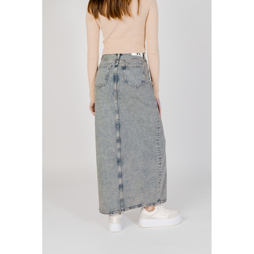 Fustă albastră din bumbac Calvin Klein Jeans