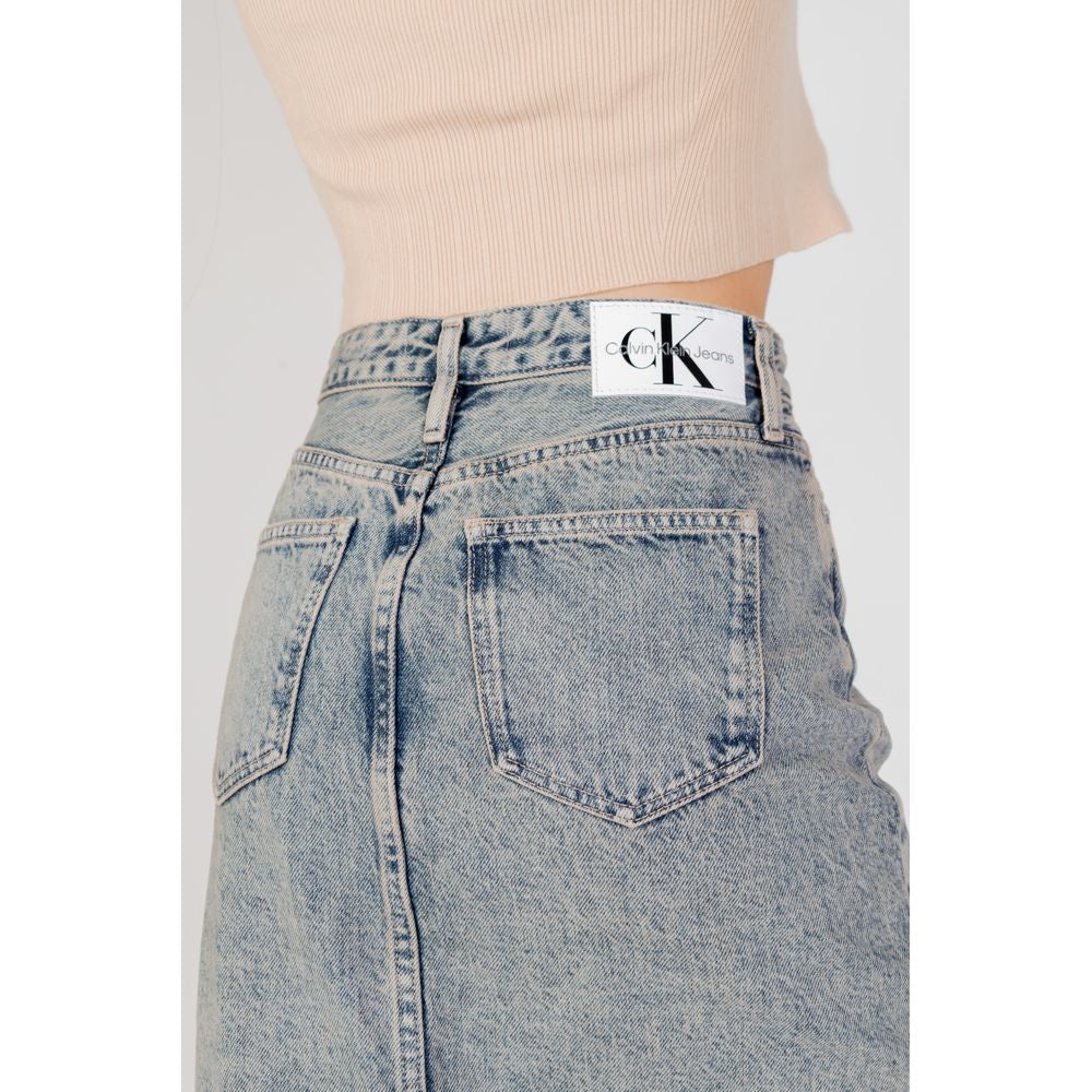 Fustă albastră din bumbac Calvin Klein Jeans
