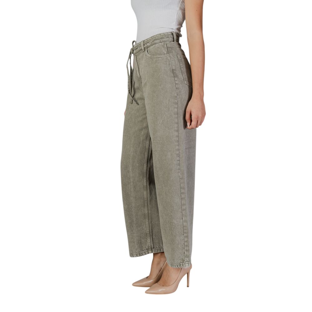 Blugi verzi din bumbac cu croială tip bootcut