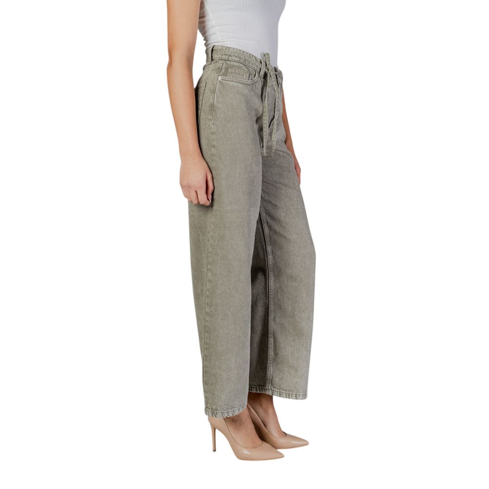 Blugi verzi din bumbac cu croială tip bootcut