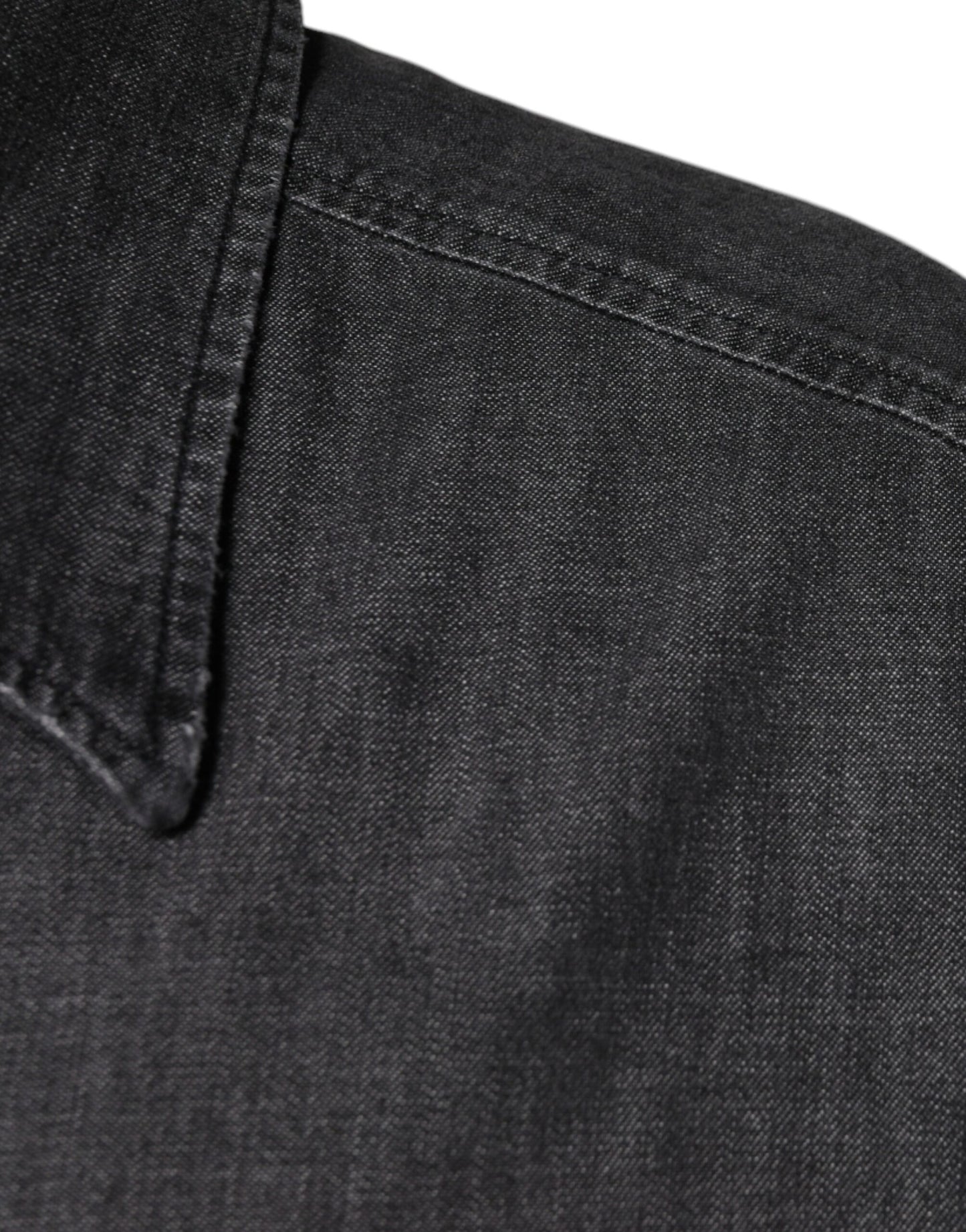 Cămașă Dolce & Gabbana din denim cu nasturi din bumbac și logo negru
