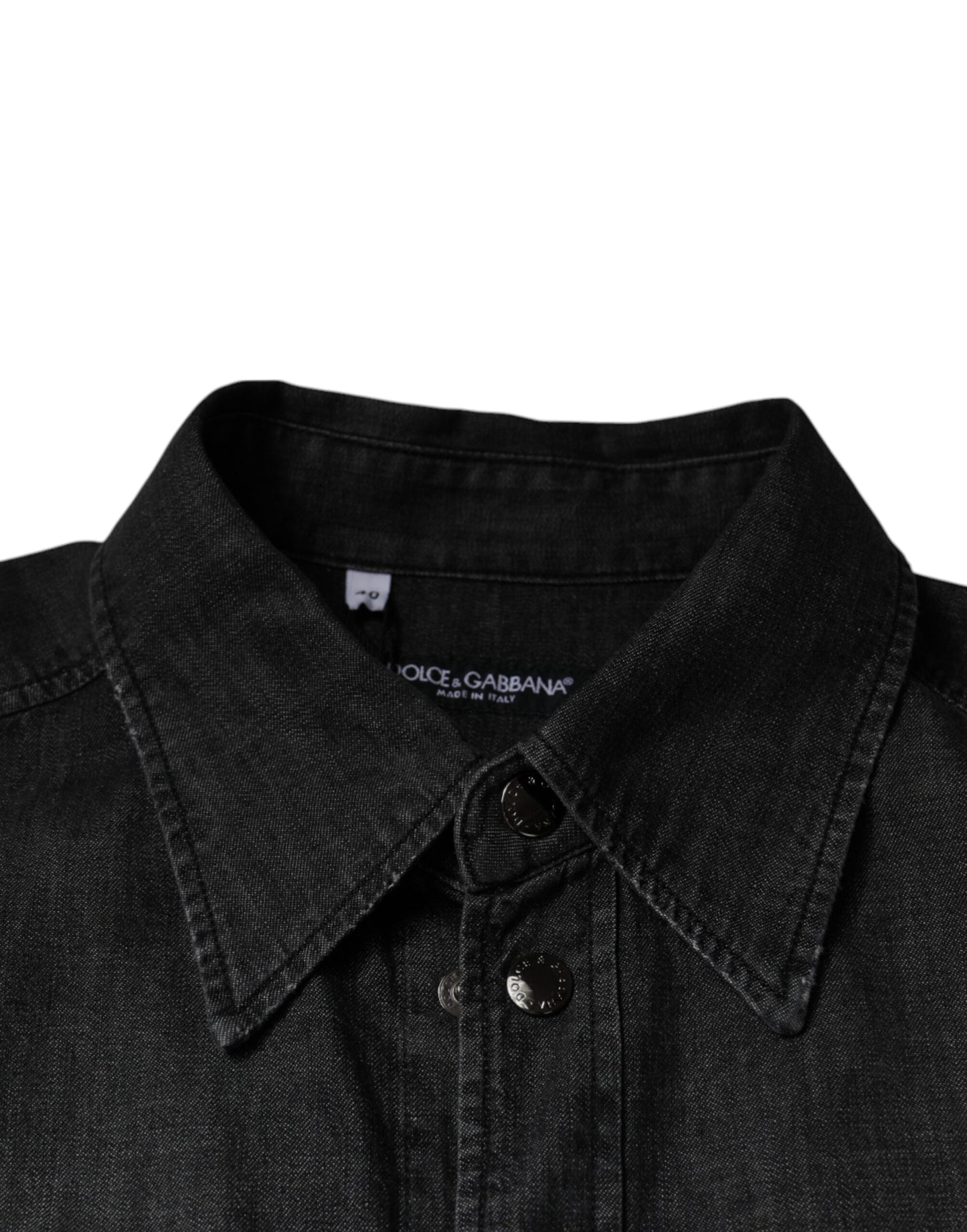 Cămașă Dolce & Gabbana din denim cu nasturi din bumbac și logo negru