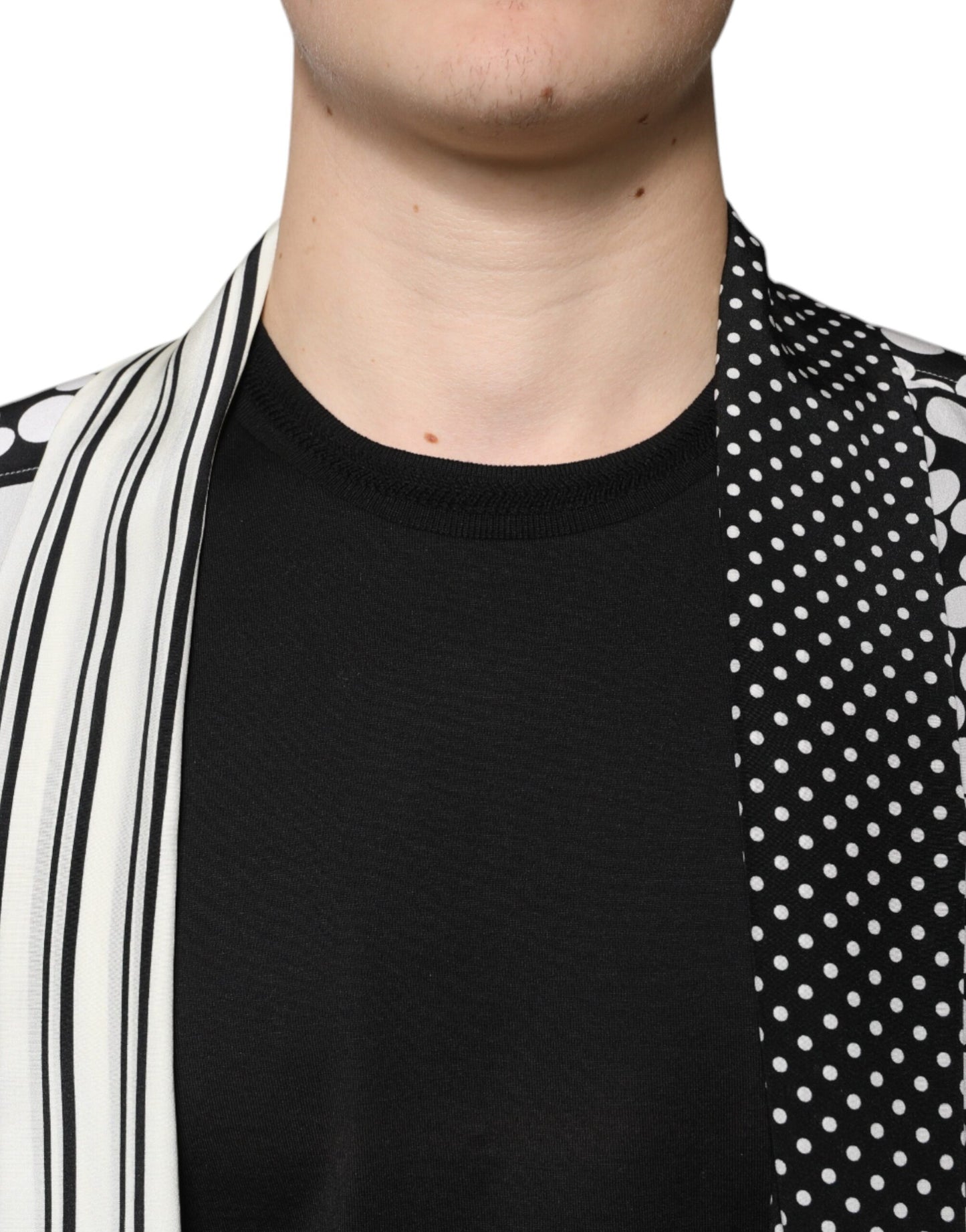 Dolce & Gabbana Cămașă casual din mătase cu buline albe și negru pentru bărbați
