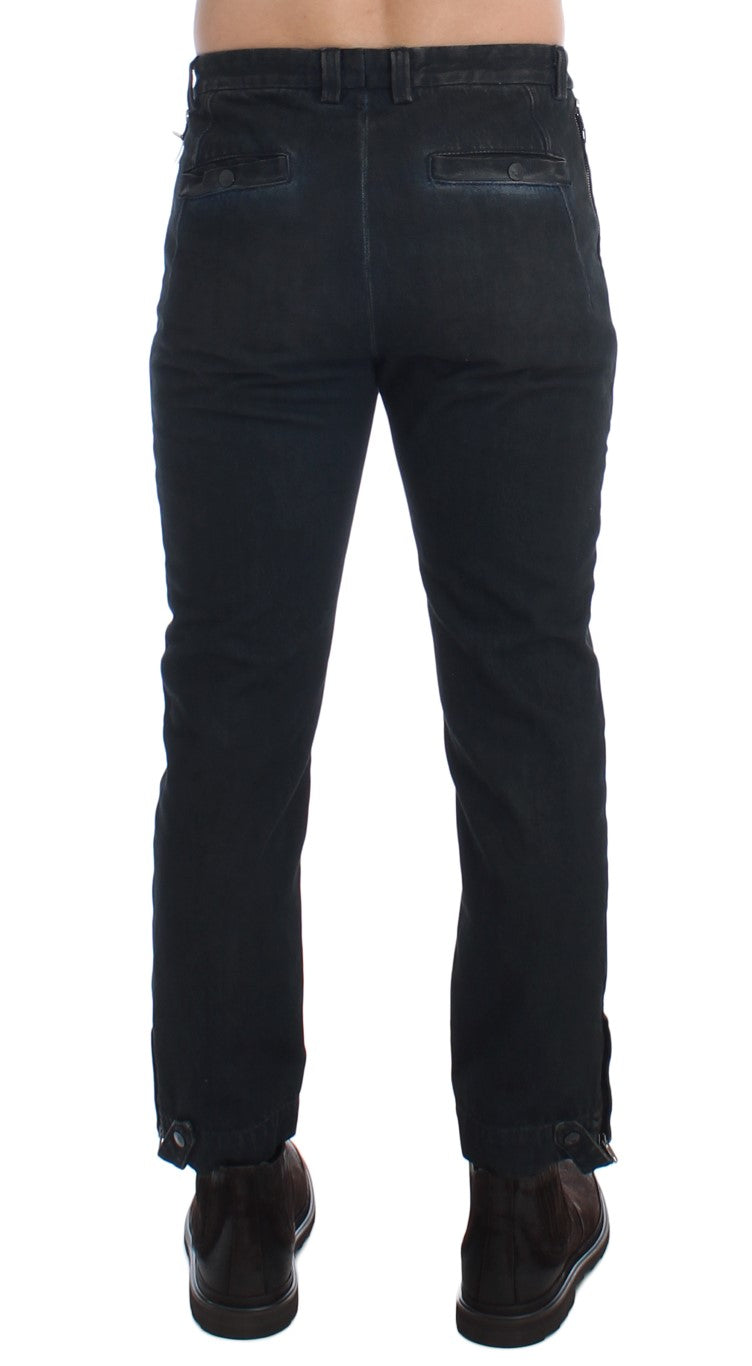 Pantaloni slim fit din bumbac albastru Costume National