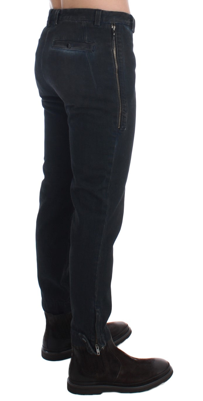 Pantaloni slim fit din bumbac albastru Costume National