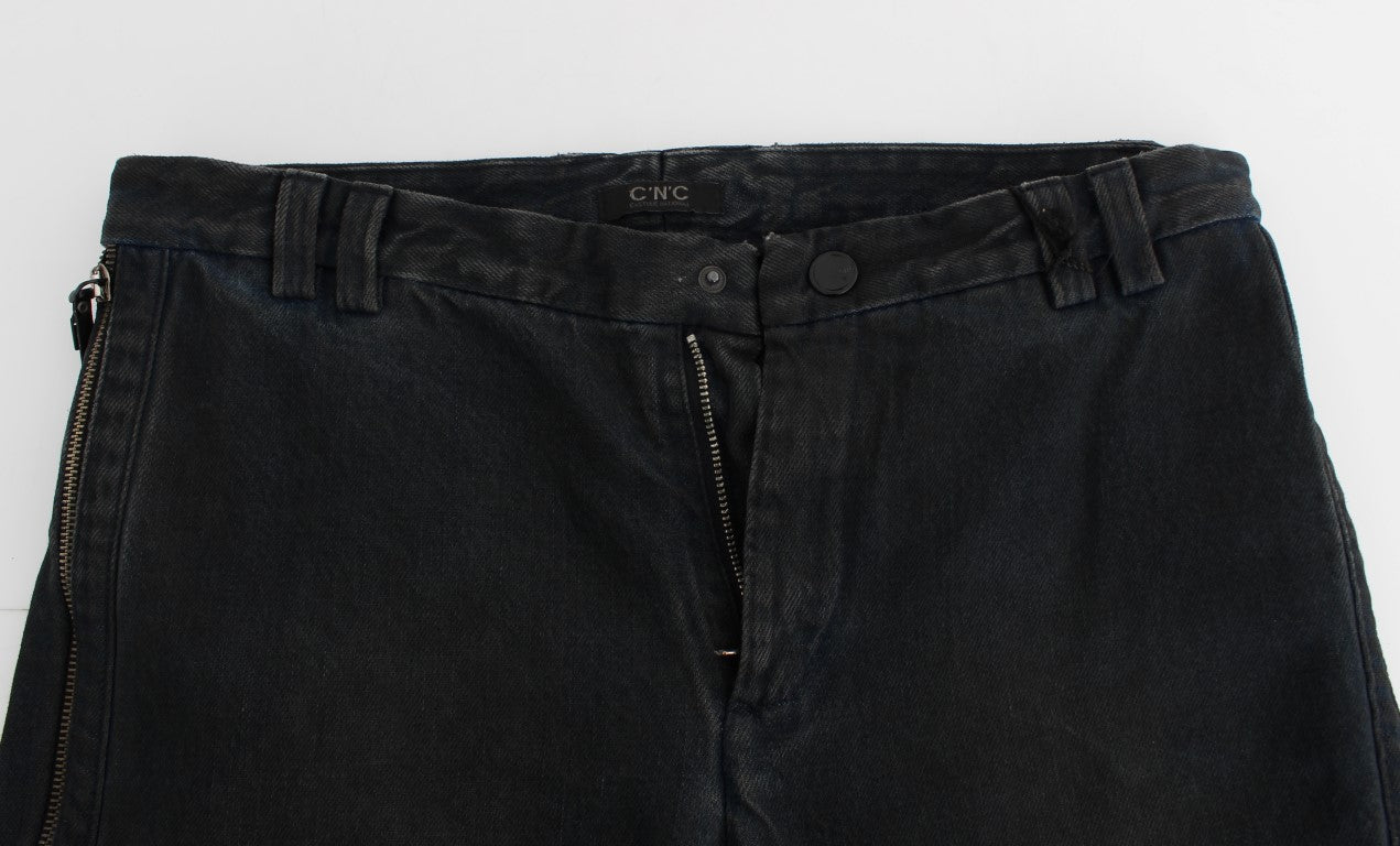 Pantaloni slim fit din bumbac albastru Costume National