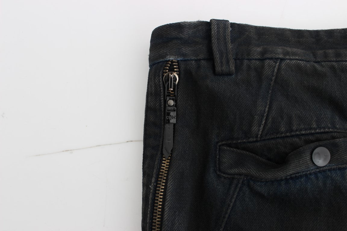 Pantaloni slim fit din bumbac albastru Costume National