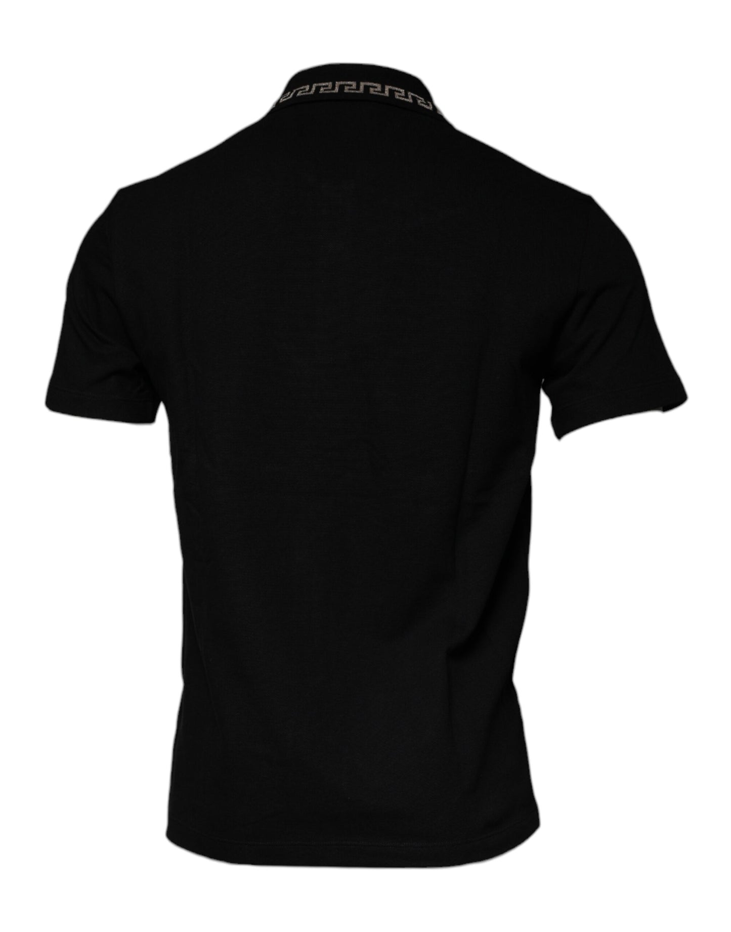 Tricou Versace Polo negru cu guler și mânecă scurtă din viscoză