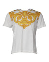 Tricou Versace alb cu guler rotund din bumbac cu imprimeu Medusa