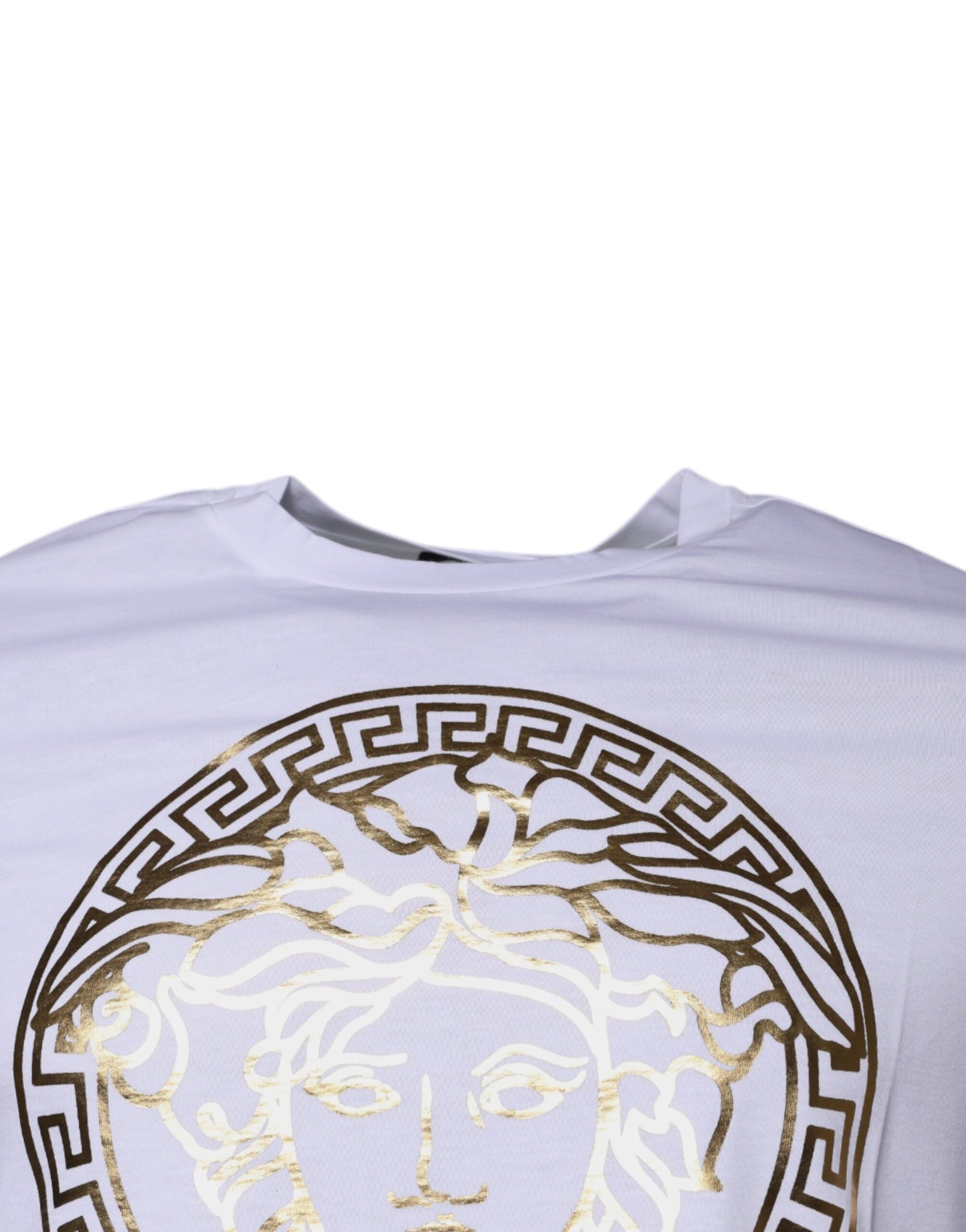 Tricou Versace alb cu guler rotund din bumbac și imprimeu Medusa