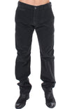 GF Ferre Black Corduroy Cotton Straight Fit Pants