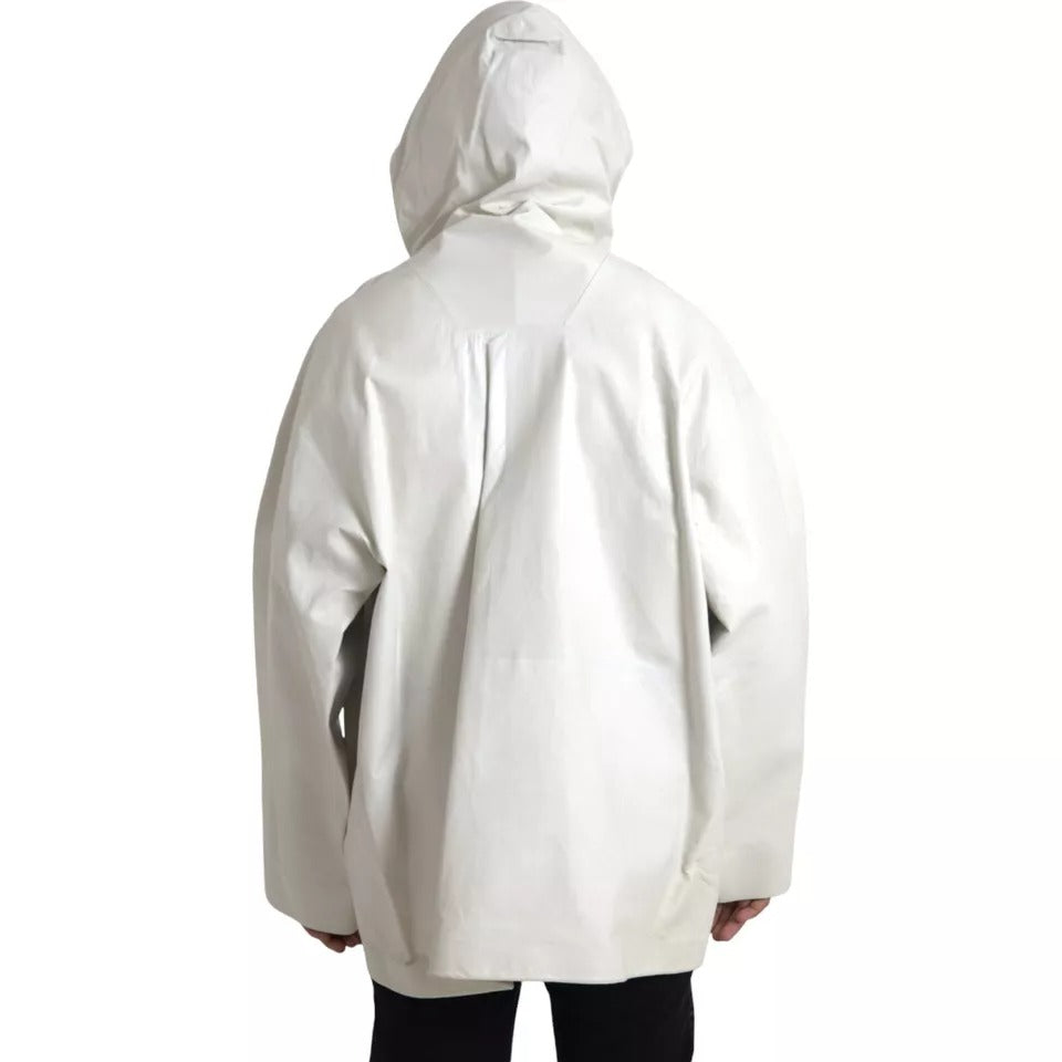 Jachetă impermeabilă din piele albă pentru bărbați Bottega Veneta, Blouson