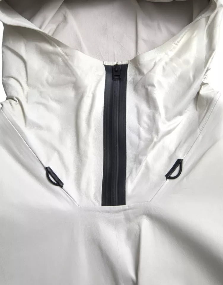 Jachetă impermeabilă din piele albă pentru bărbați Bottega Veneta, Blouson