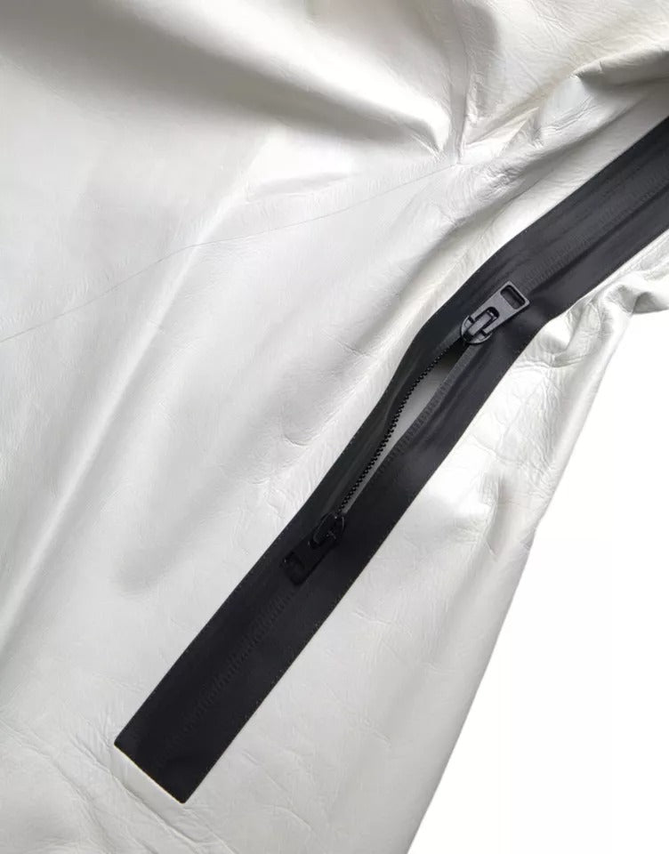 Jachetă impermeabilă din piele albă pentru bărbați Bottega Veneta, Blouson