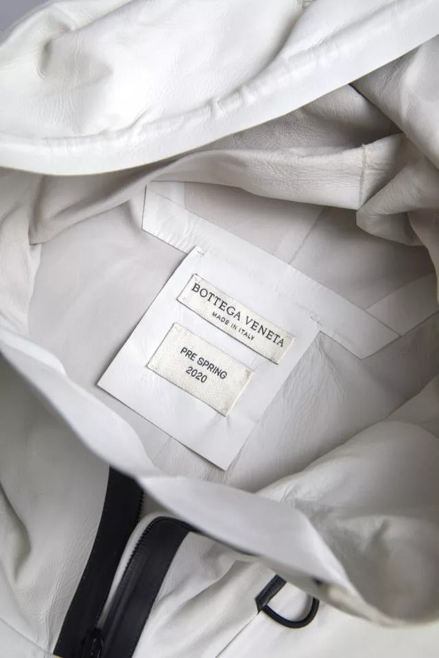 Jachetă impermeabilă din piele albă pentru bărbați Bottega Veneta, Blouson