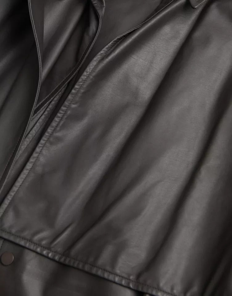 Jachetă trench impermeabilă din piele neagră pentru bărbați Bottega Veneta