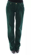 Pantaloni SLIMMY Fit din catifea reiată verde din bumbac Dolce & Gabbana