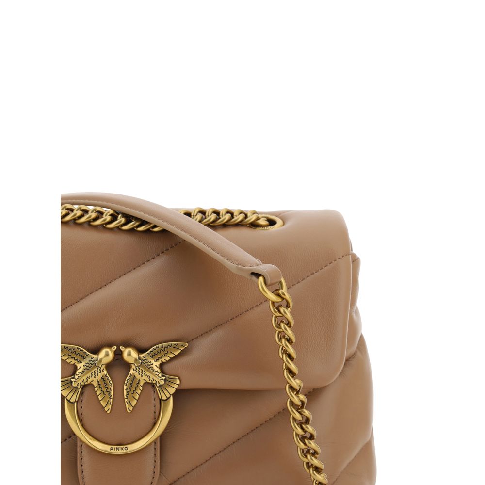 PINKO Brown Calf Leather Bos Taurus Shoulder Bag