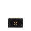 PINKO Black Calf Leather Bos Taurus Shoulder Bag