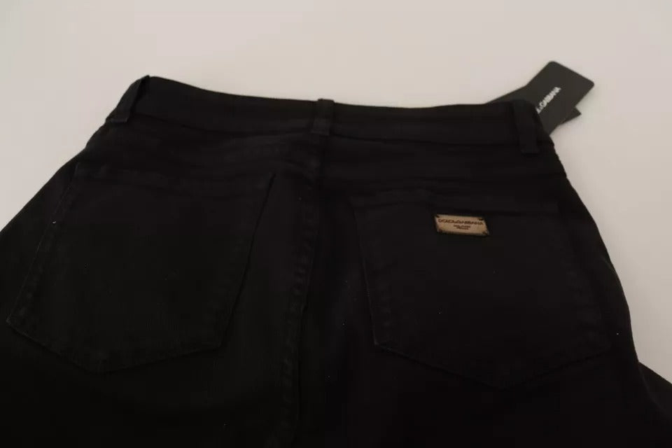 Blugi skinny din denim elastic negri din bumbac Dolce & Gabbana