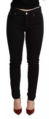Blugi skinny din denim elastic negri din bumbac Dolce & Gabbana