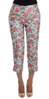 Pantaloni Dolce & Gabbana cu imprimeu floral alb-roz