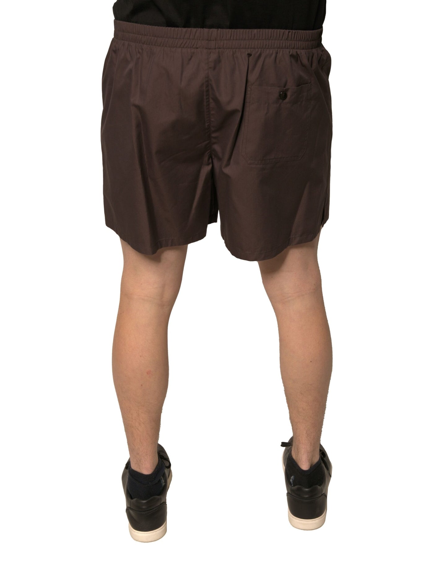 Pantaloni scurți Dolce & Gabbana maro din amestec de bumbac pentru bărbați cu talie medie