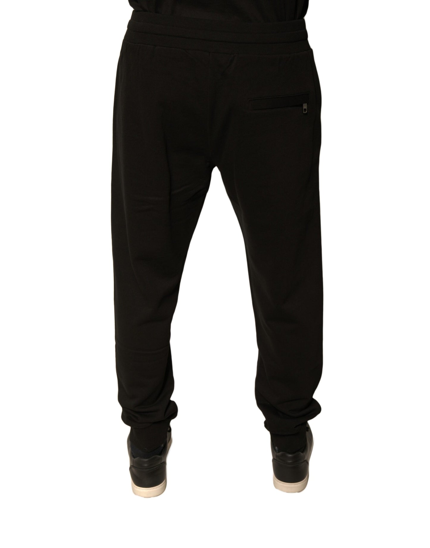 Dolce & Gabbana Pantaloni sport negri din bumbac pentru bărbați