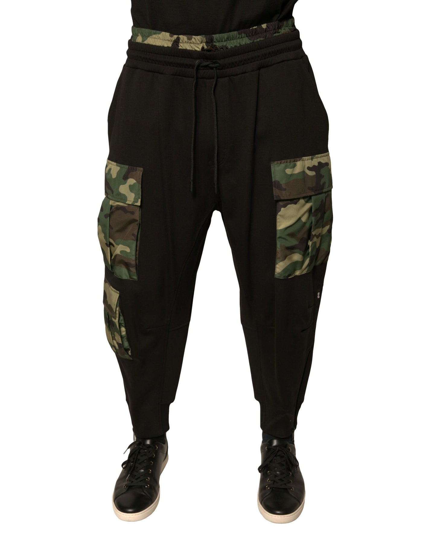 Pantaloni cargo Dolce & Gabbana negri din bumbac camuflaj
